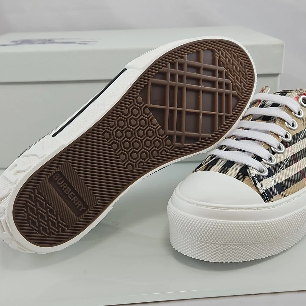 NEW! Burberry Jack Vintage Check Platform Low Top Sneakers Size 5.5 - Picture 12 of 16